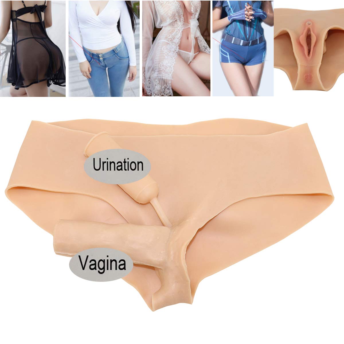 Triangular Hiding Gaff Fake Panties, Transgender Pseudo-Girls Fake String en Silicone - Culotte Camel Toes pour Homme pour Crossdresser Travestite Jouer Un rôle