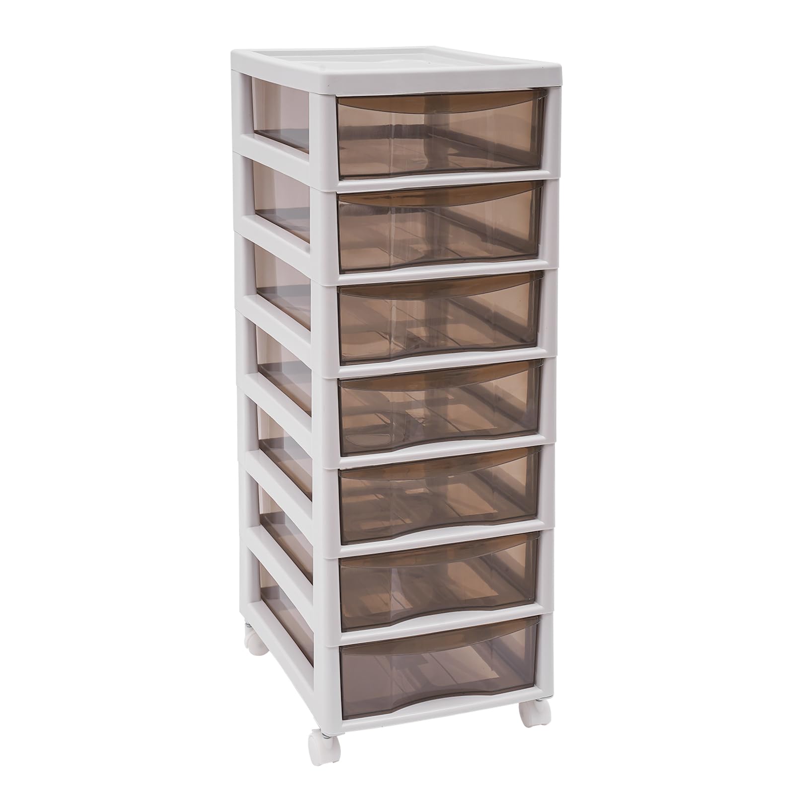 Schubladenbox aus Kunststoff, Aufbewahrungsschrank Schubladen Box Kosmetik Büroorganizer Rollcontainer Unter-Schreibtisch-Schublade, Modernes Design für Home Office und Schlafzimmer (8 Tier)