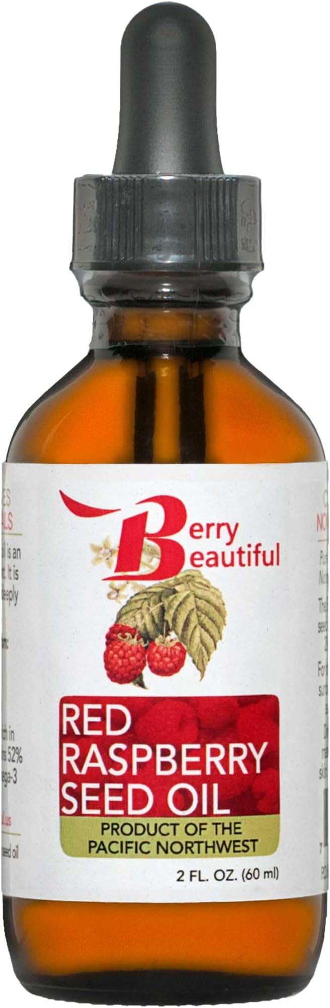 Red Raspberry Seed Oil - Cold Pressed by Berry Beautiful from locally grown Raspberries - 100% Pure & Unrefined (2 fl oz)