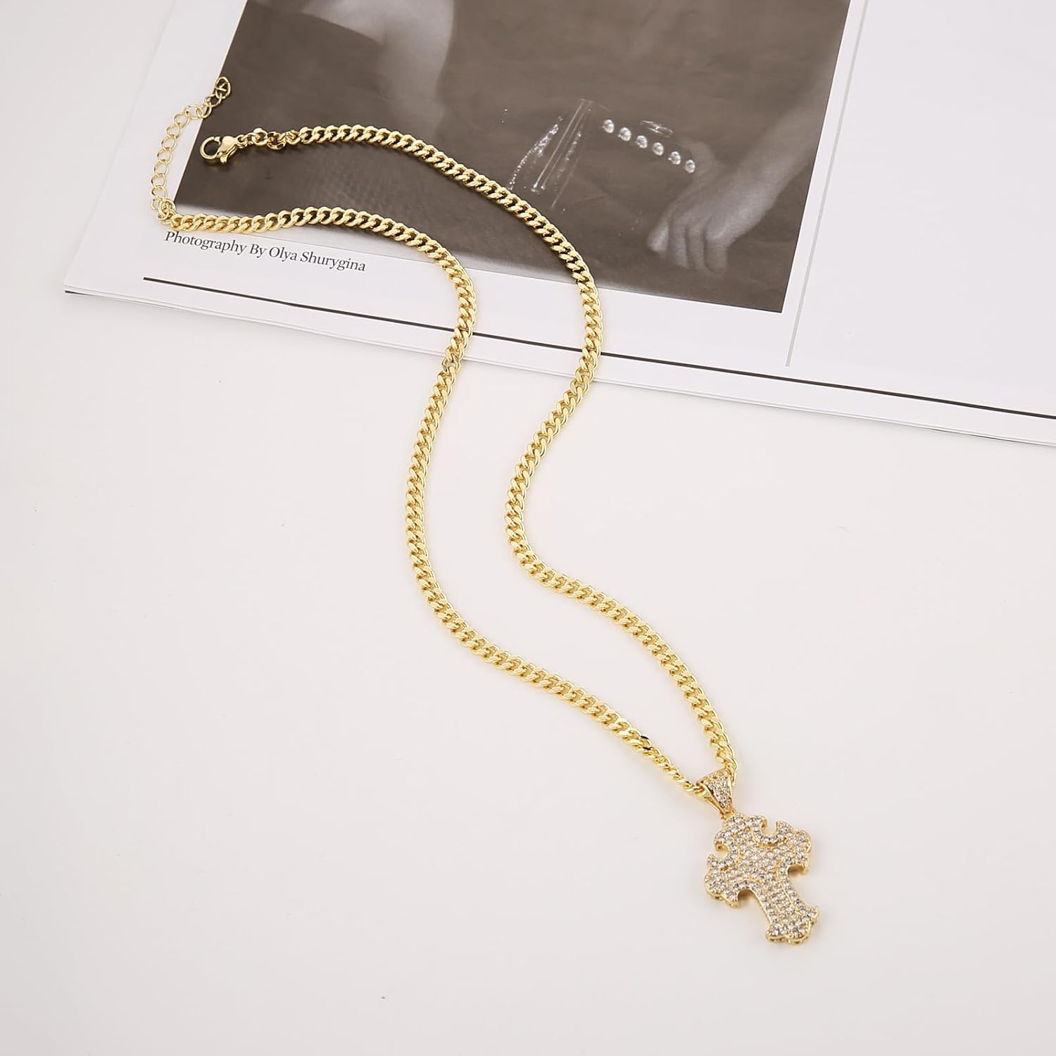 HZMAN 14K Gold Plated Necklace for Women Small Dainty Cubic Zirconia Cross Necklace Pendant Christian Faith Amulet Jewelry Gift - Image 5