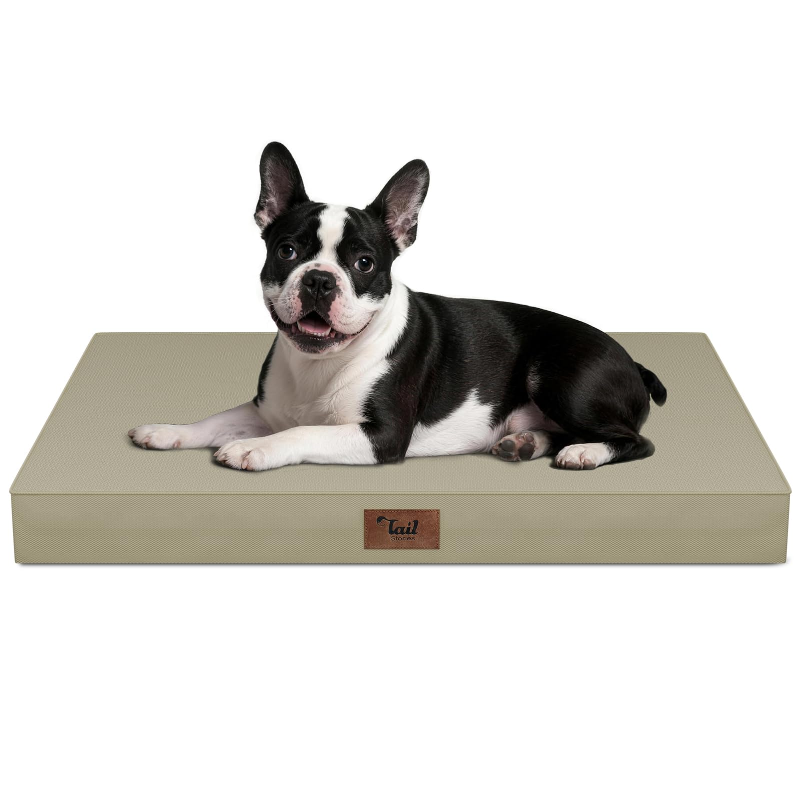 Outdoor Orthopedic Dog Bed for Medium Dogs &amp; Cats, Waterproof Flat Pet Mat with Egg Crate Foam &amp; Washable Removable Oxford Cover, 30x20 Inch, Khaki