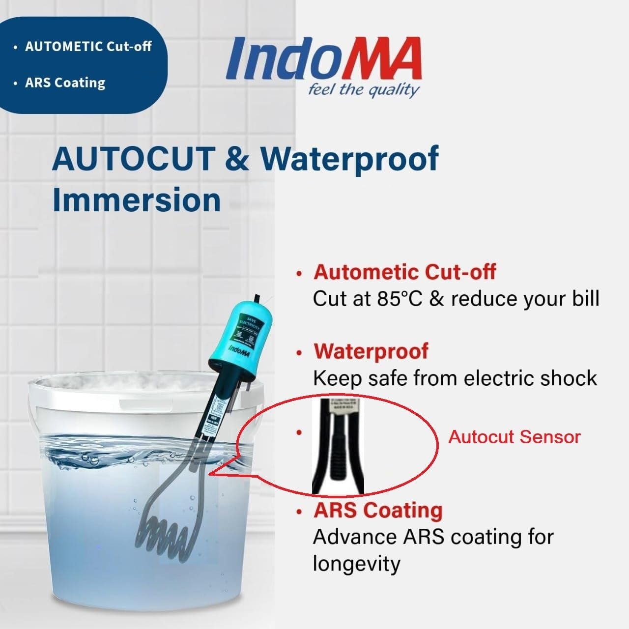 Ars Auto Cut Immersion Rod INDOMA Waterproof With Autocut