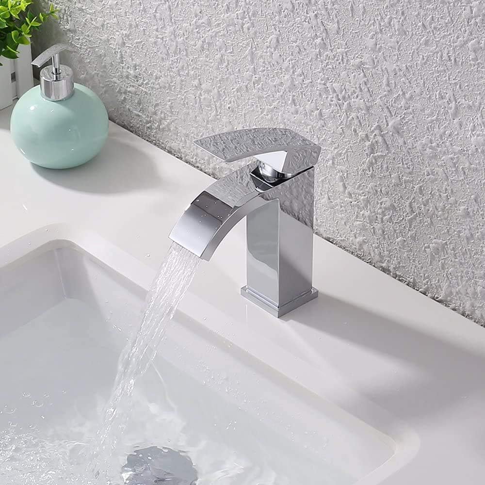 Up To 40% OFF KES Bathroom Waterfall Faucet Single Handle One Hole Vanity Sink Faucet cUPC NSF Certified Brass Polished Chrome, L3109ALF-CH