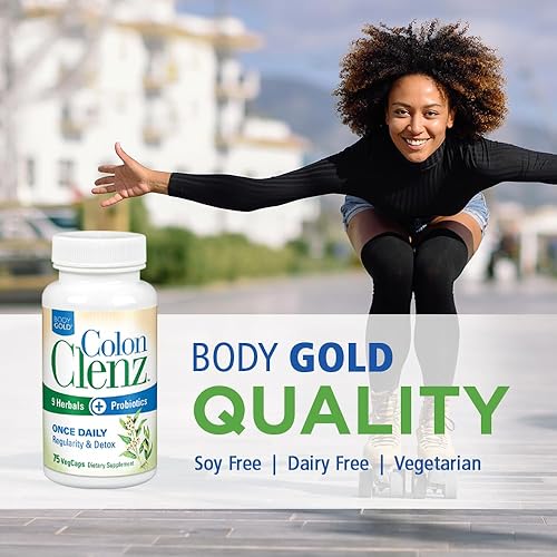 Miniatura 5 de Body Gold Fórmula de colon Clenz y desintoxicación durante la noche  Una vez al día con 9 hierbas + probióticos activos  Pérdida de peso  Alivio del