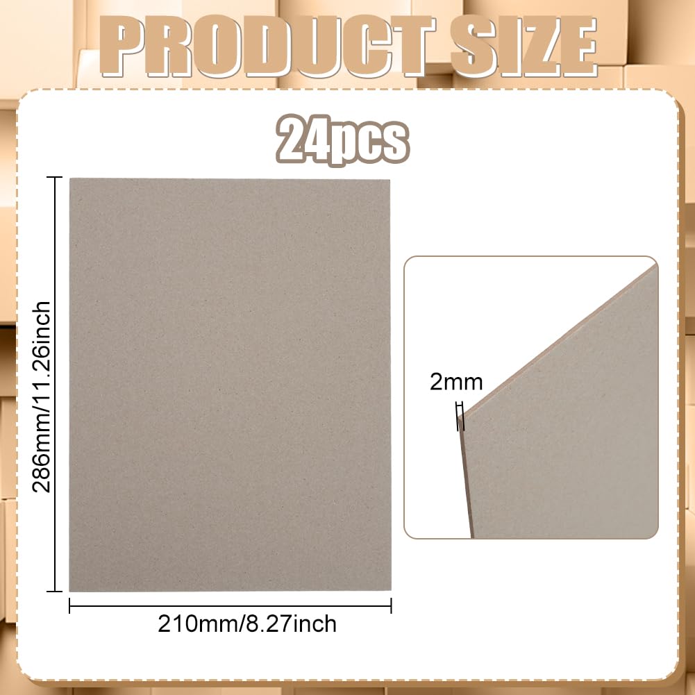 FINGERINSPIRE 24Pz Libro Board 80Pt 2mm Grigio Chiaro Binders Boards Spessore Binders Board Truciolare Rettangolo Kraft Papers Chip Boards Forniture di Rilegatura per Rilegatura del Libro (286X210mm)