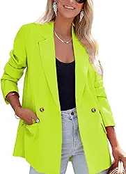 Blazer feminino casual com botão lapela manga longa trabalho negócios moda blazers roupas com bolsos