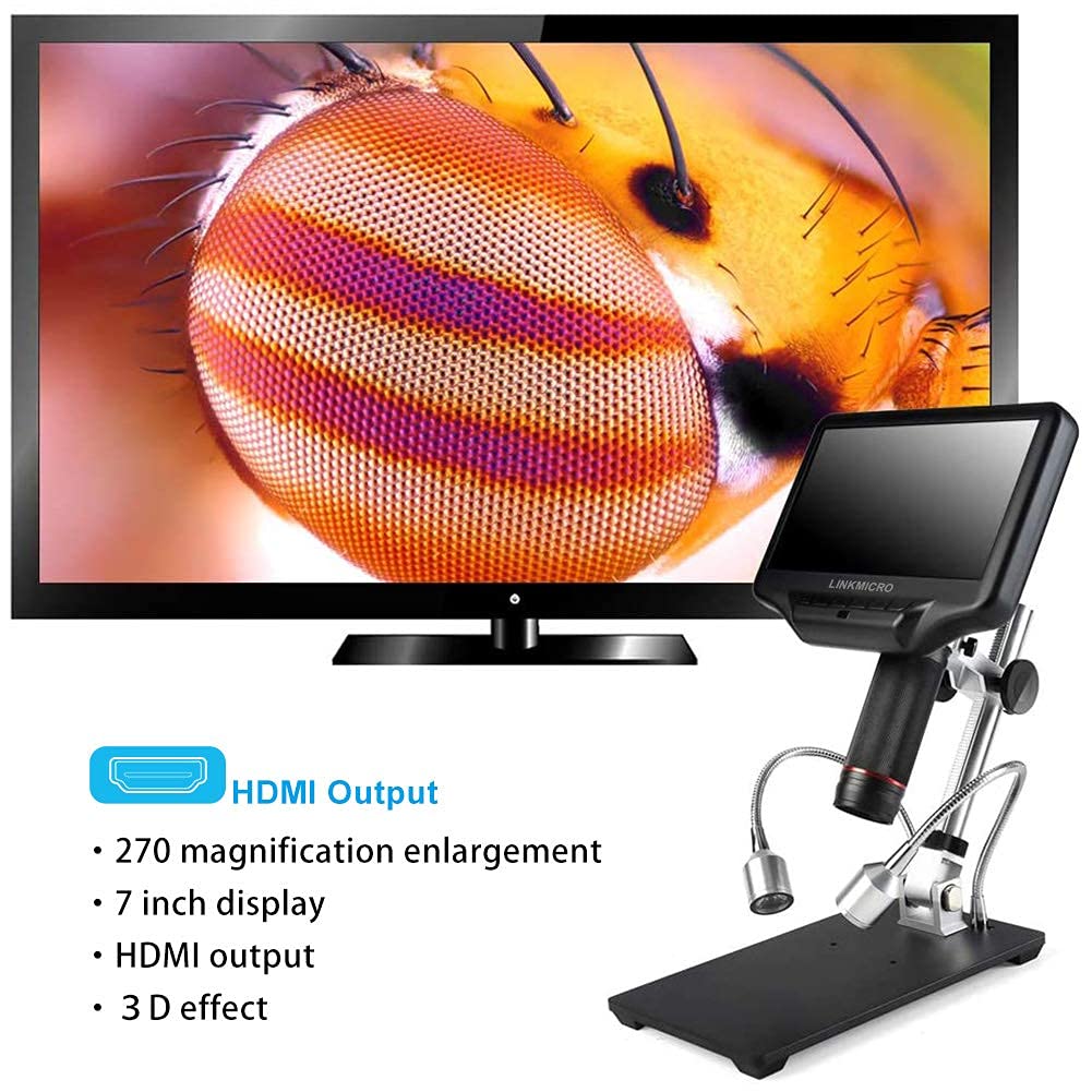 Microscopio Digitale HDMI 7'' 1500X - 16MP 1080P Per Saldatura, Con Schermo LCD, 10 LED, Per Windows/Mac - Foto 4
