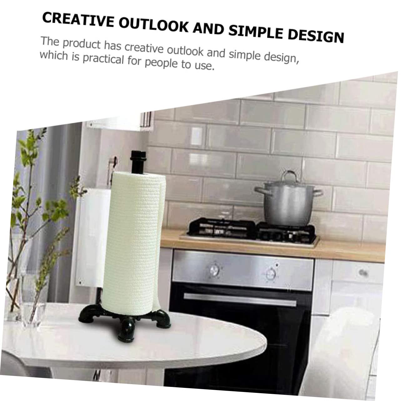 ORFOFE Portarotolo da Cucina Vintage in Ferro Nero, Stile Industriale, Verticale, Resistente All'usura e Agli Urti, per Piano Cucina e Uso Quotidiano