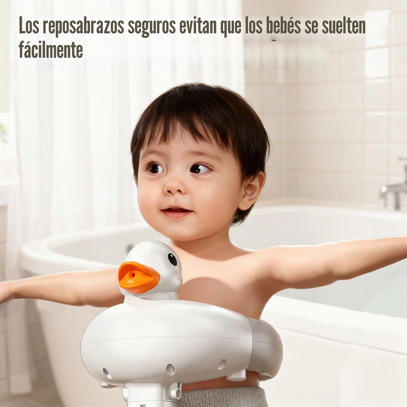 Soporte de Bañera para Bebés con Diseño de Pato, Asiento Antideslizante Ajustable, Soporte Ergonómico para Baño Seguro, Ideal para Bebés de 6 a 24 Meses
