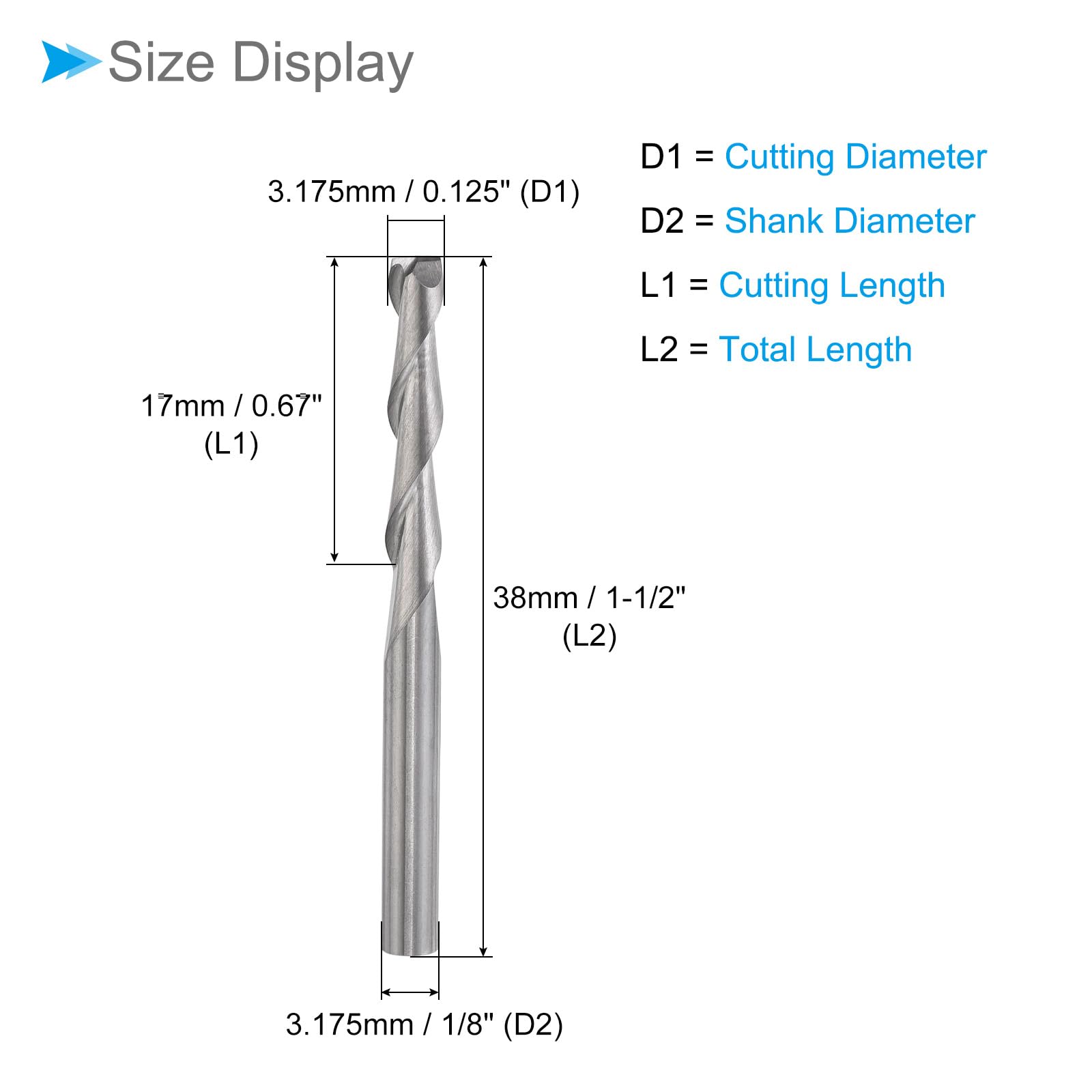 CoCud Spiral End Mills, 1/8