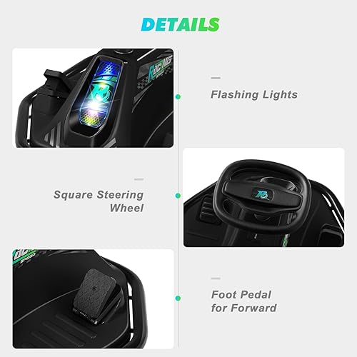 Miniatura 9 de Coche de deriva giratorio de 360 grados, 24 V eléctrico a la deriva para niños con ruedas de repuesto, velocidad altabaja, motor sin escobillas de