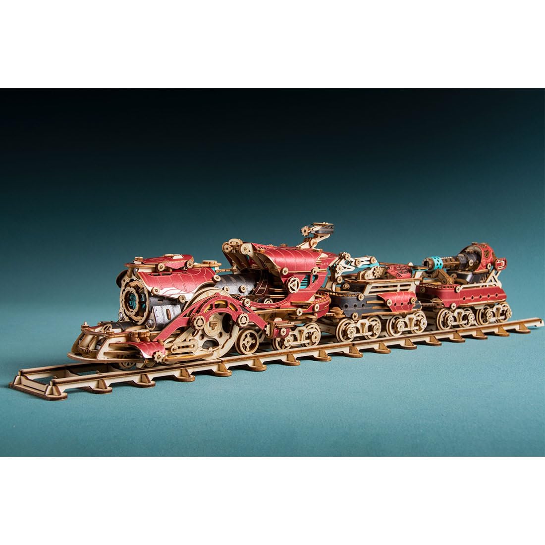 Steampunk pociąg parowy 3D z drewna, zestaw modelarski, mechaniczna lokomotywa, puzzle ze światłem LED, drewniany model kolejowy "zrób to sam", do dekoracji dla dorosłych i młodzieży (800+ elementów)
