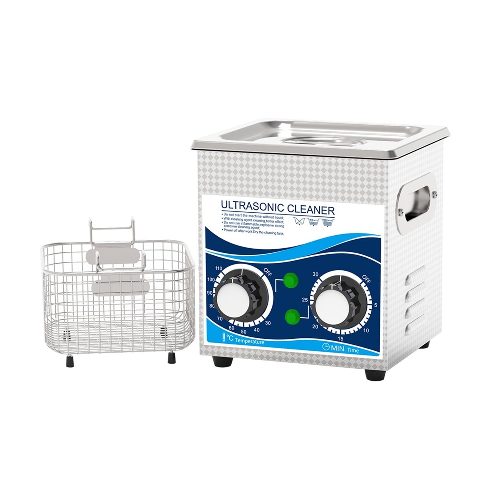 Pulitore Ad Ultrasuoni da 120 W, Bagno da 1,3 Litri, Timer da 0 A 30 Minuti con Riscaldatore Ad Ultrasuoni for Orologi, Occhiali, Gioielli, Parti A Casa