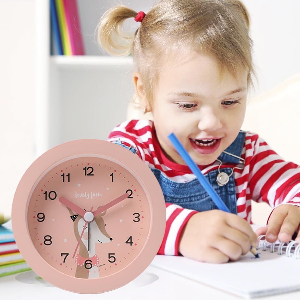 LUPATDY Sveglia Analogica Silenziosa Per Bambini Con Luce Notturna - Senza Ticchettio, Funziona A Batteria