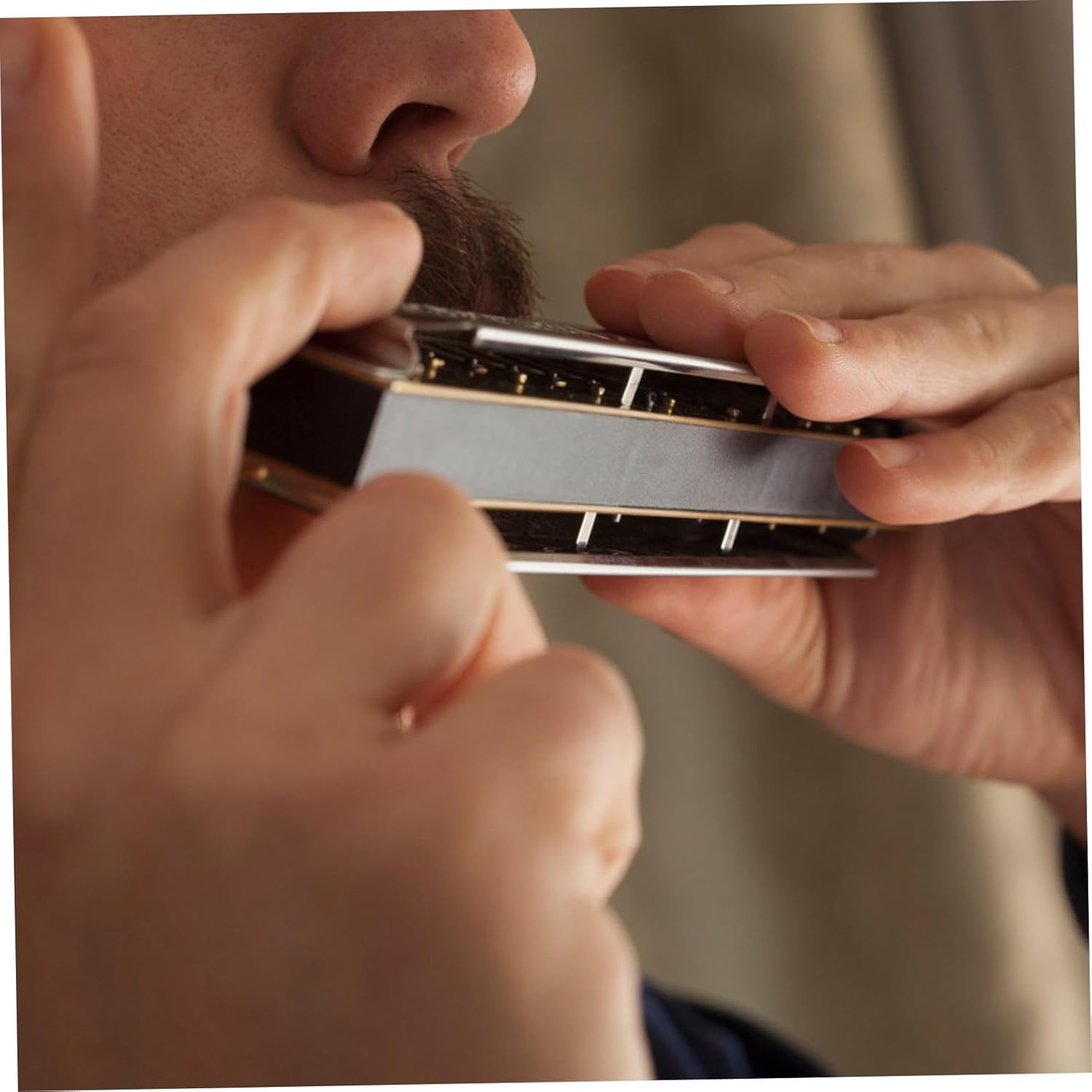 28-hole Complex Tone Harmonica Key of C with Portable Storage Box, Professional Music Instrument for Adults, Black Wind Instrument for Folk and World Music