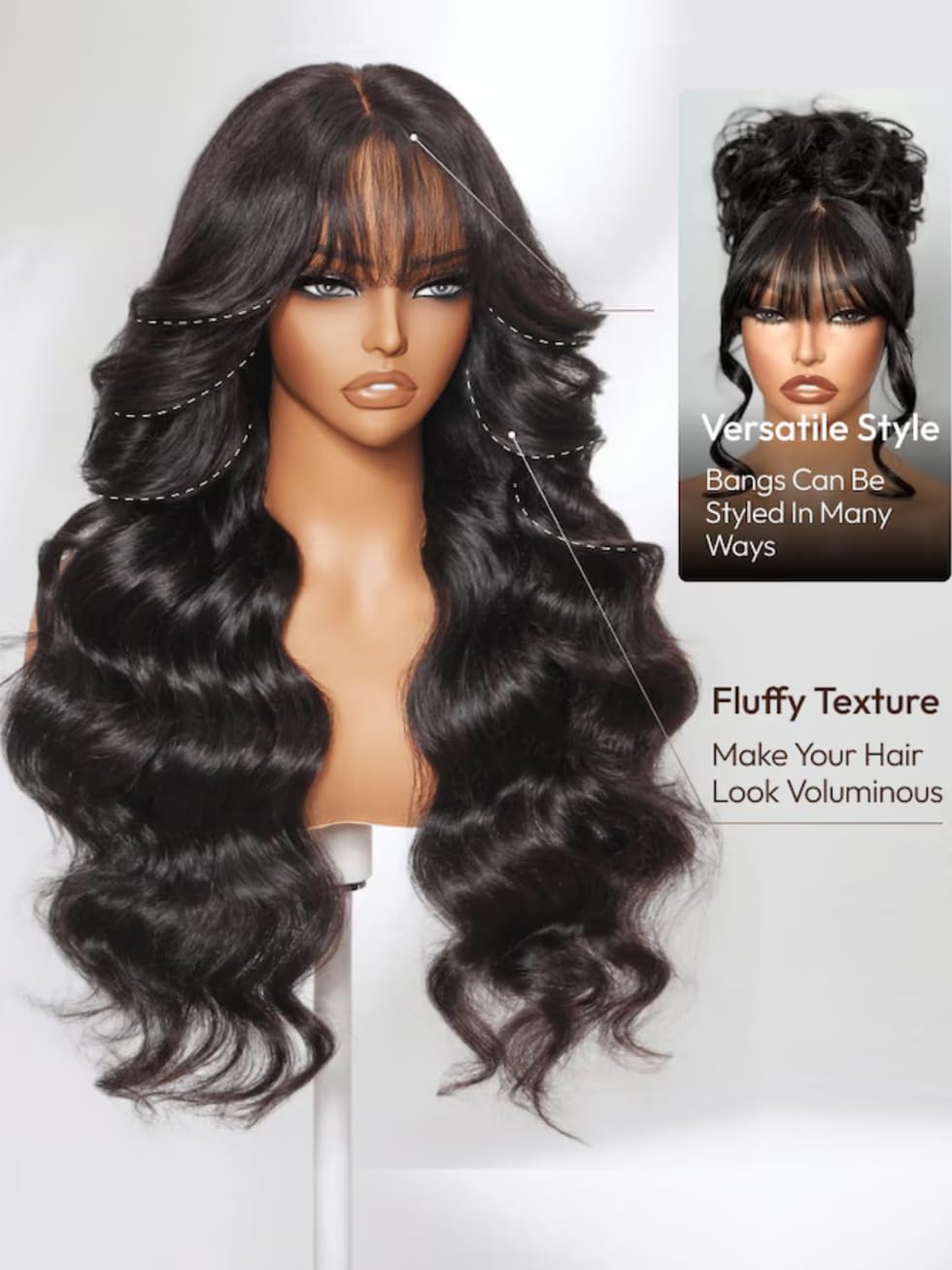 UNICE Pre Everything Body Wave 13 x 4 koronkowe przednie peruki ludzkie włosy z grzywką zasłona bezklejowa peruka ludzkie włosy wstępnie oskubane wstępnie przycięta koronka bielone węzły gotowa do