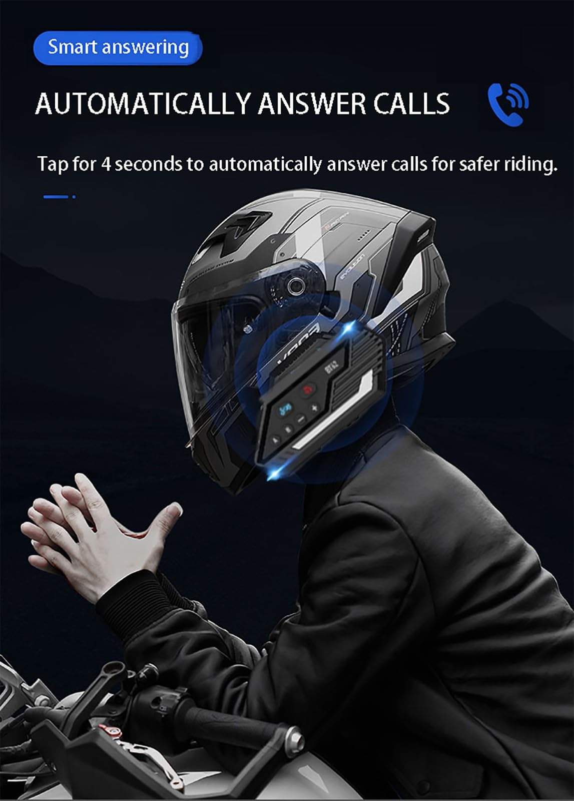 Bluetooth Casco Moto Modular, ECE Homologado Casco Abatible con Antivaho Doble Visera, Micrófono, Carcasa Alta Resistencia, Guantes Cubrecarapara Adultos Carreras Carretera 2,Large