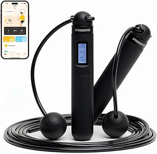 Corde à Sauter Connectée sans Fil avec Compteur Calories & Application – Rechargeable USB-C, Corde Fitness Réglable pour Entraînement Maison, Cardio, CrossFit, HIIT – Homme Femme Enfant