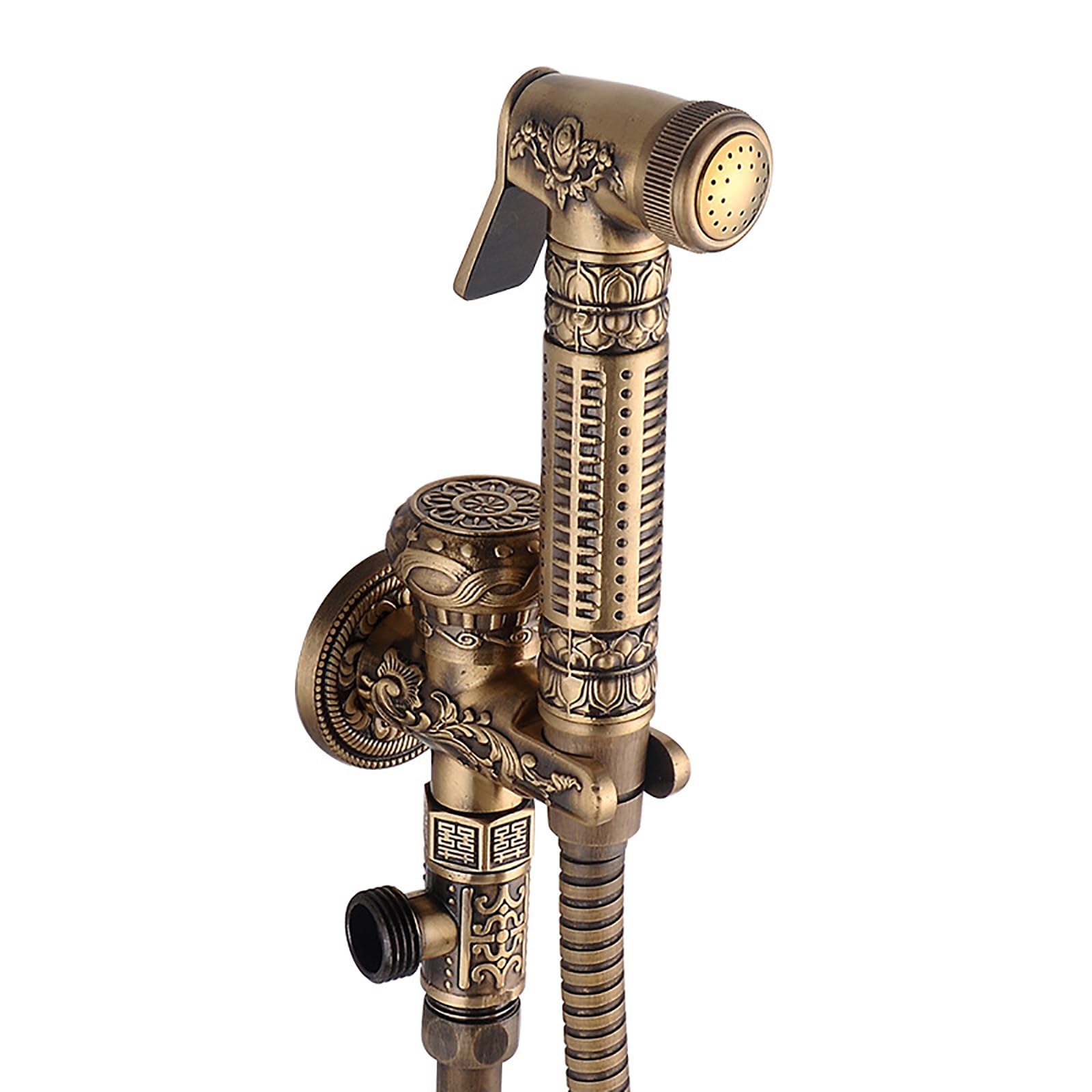 Kit Idroscopino WC Con Doccetta Ottone - Monogetto A Leva, Shut-Off, Oro Bronzato