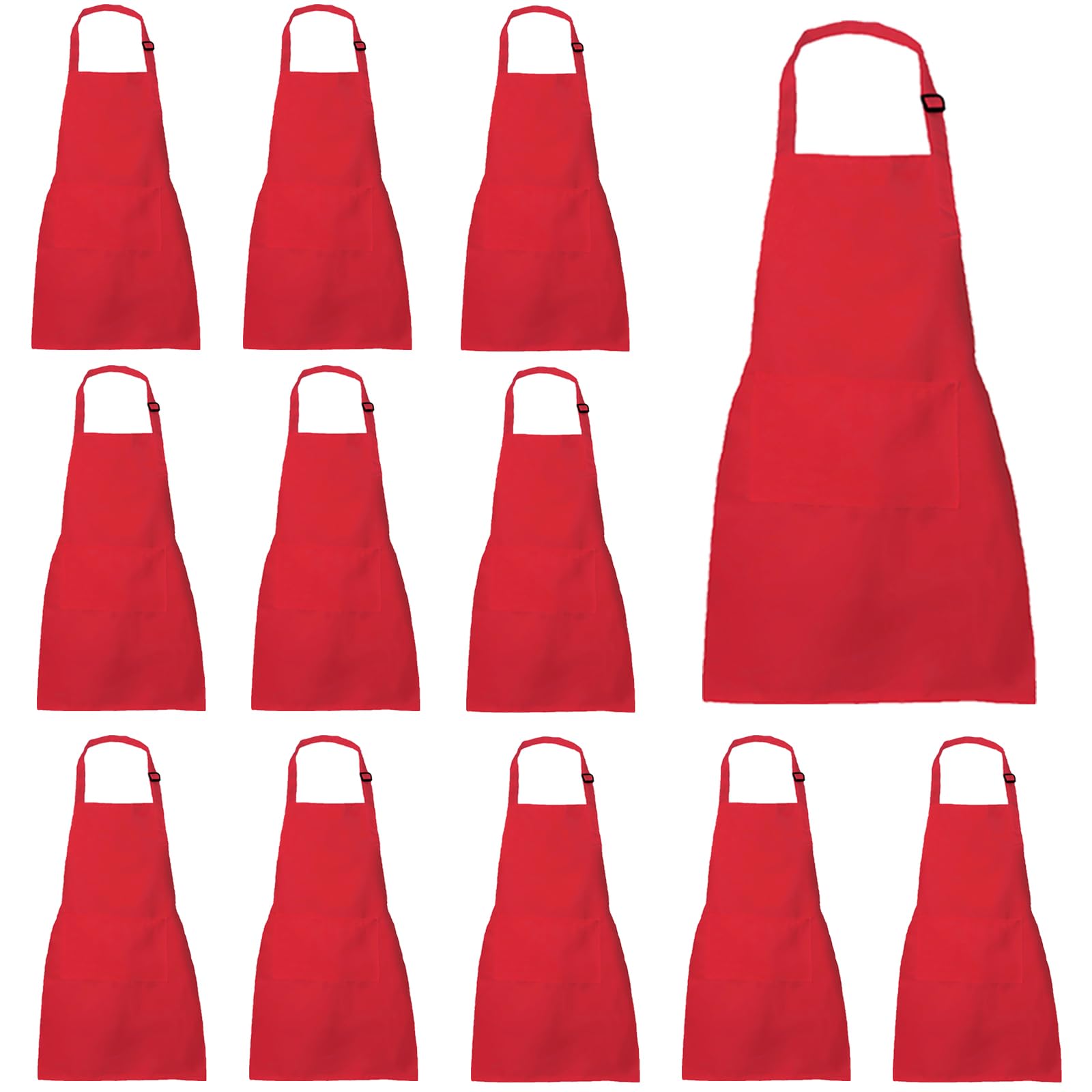 XIEJINJIA 4/12/24 Pack Waterproof Kids Apron with Pockets Adjustable Children Chef Artists Child Cooking Baking Painting for Boys and Girls Red