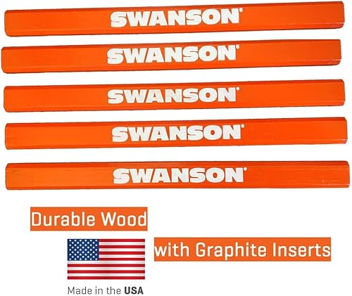 Miniatura 5 de Swanson Tool Co CP700 - Paquete de 5 lápices de carpintero Swanson naranja brillante con grafito negro