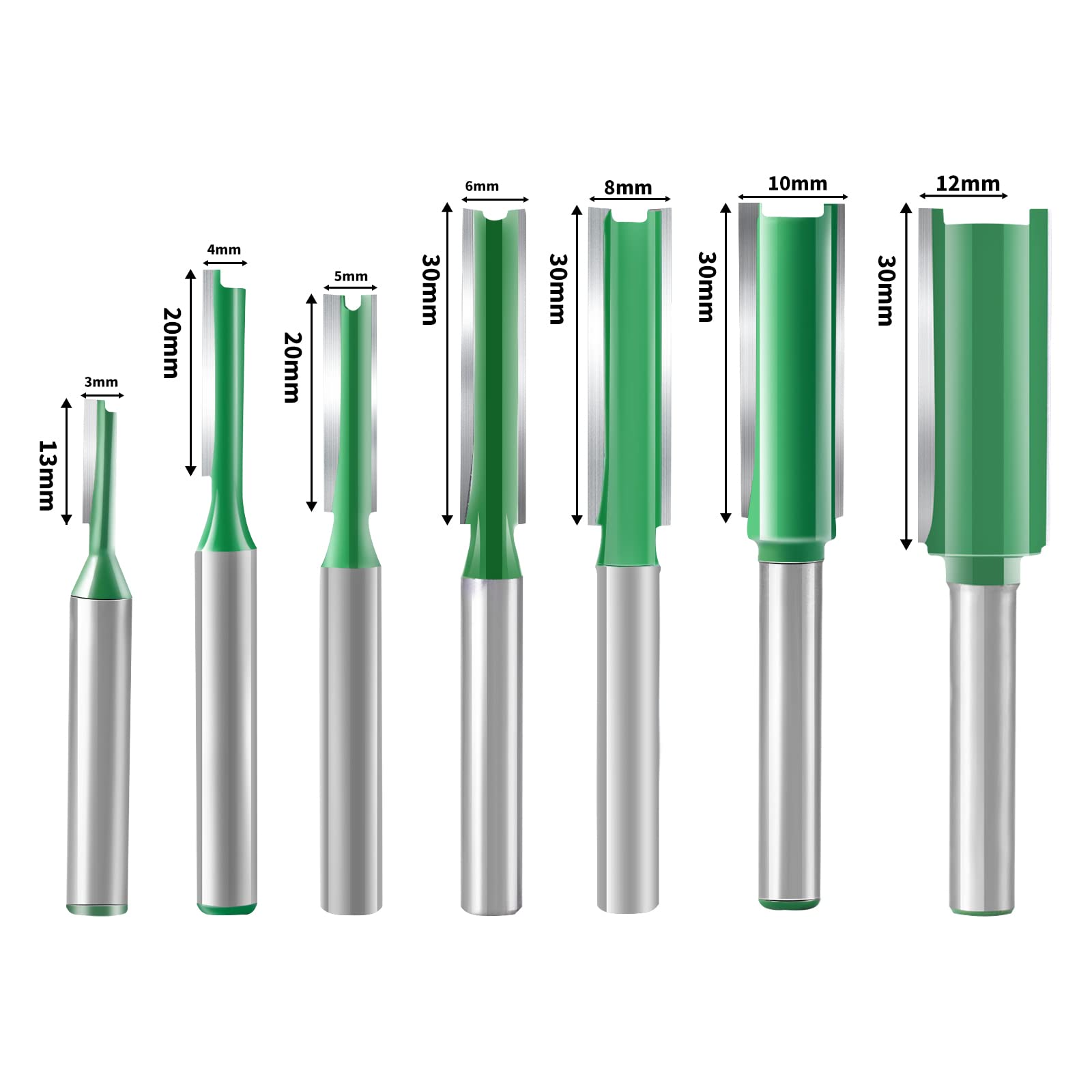 Amazon | ZITFRI 超硬刃トリマービット ストレート 6mm軸 ７本組 ... 10個 ルータービット ストレートエンドミル フライスカッター 3.175mm 4mm 6mm 8mm シャンク 2フルート ストレ