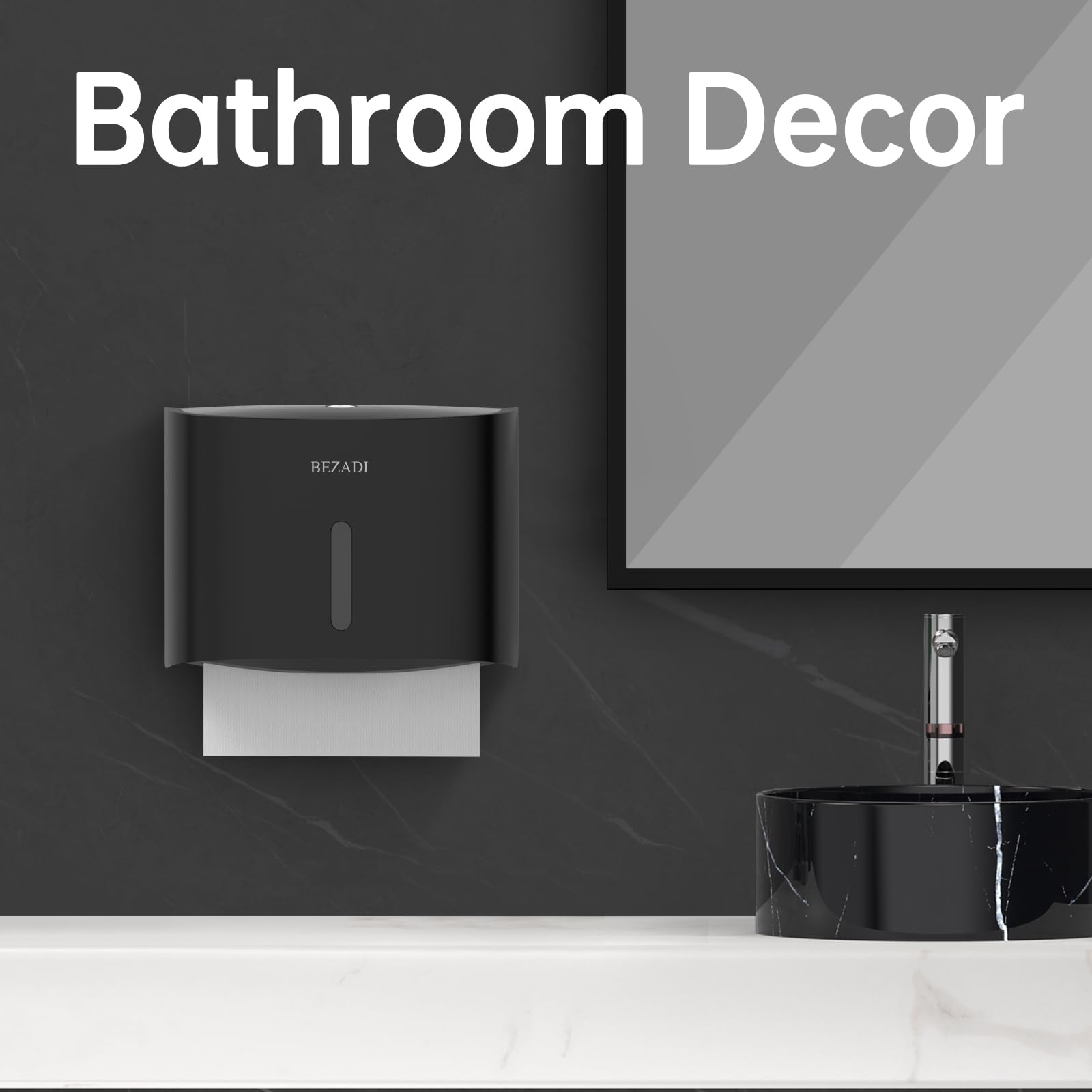 Dispensador de toallas de papel de montaje en pared, soporte comercial para toallas de papel, dispensadores de servilletas para baño, cocina, pliegue C 6015, color negro