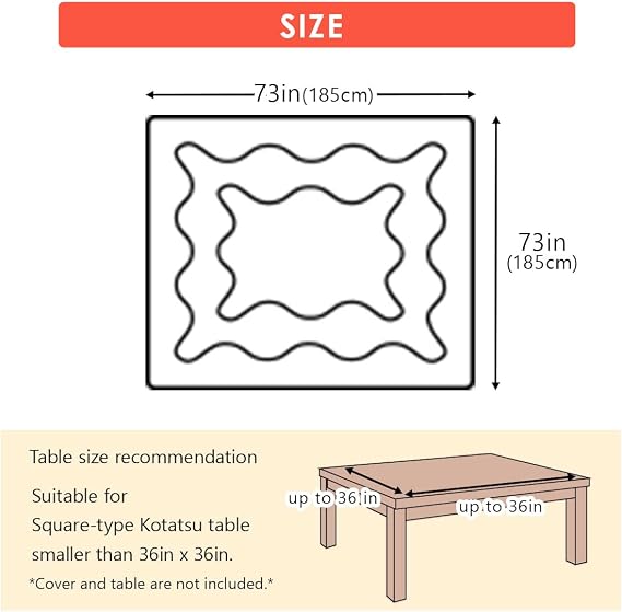 Emur Japanese-made machine-washable nude kotatsu comforter Square Compatible with kotatsu bodies approximately 185×185cm80×80cm