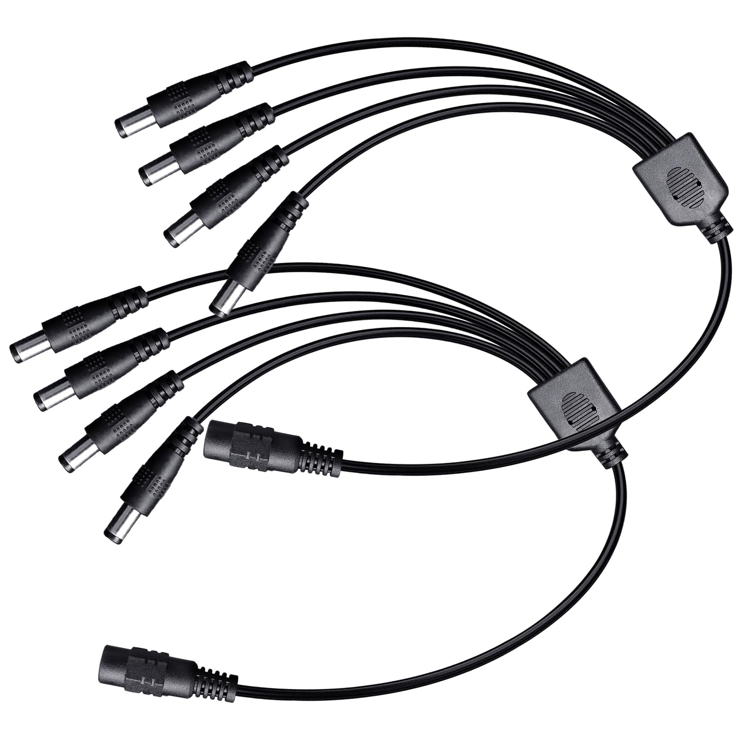 ANLINK 2 Pack Black 1 Female to 4 Male 5.5mm*2.1mm DC Power Splitter Cable, 1 to 4 Way DC Power Output Y Adapter Cable Cord for CCTV Cameras Router LED Light Strip and More (2 Pack, 1 to 4 Way)