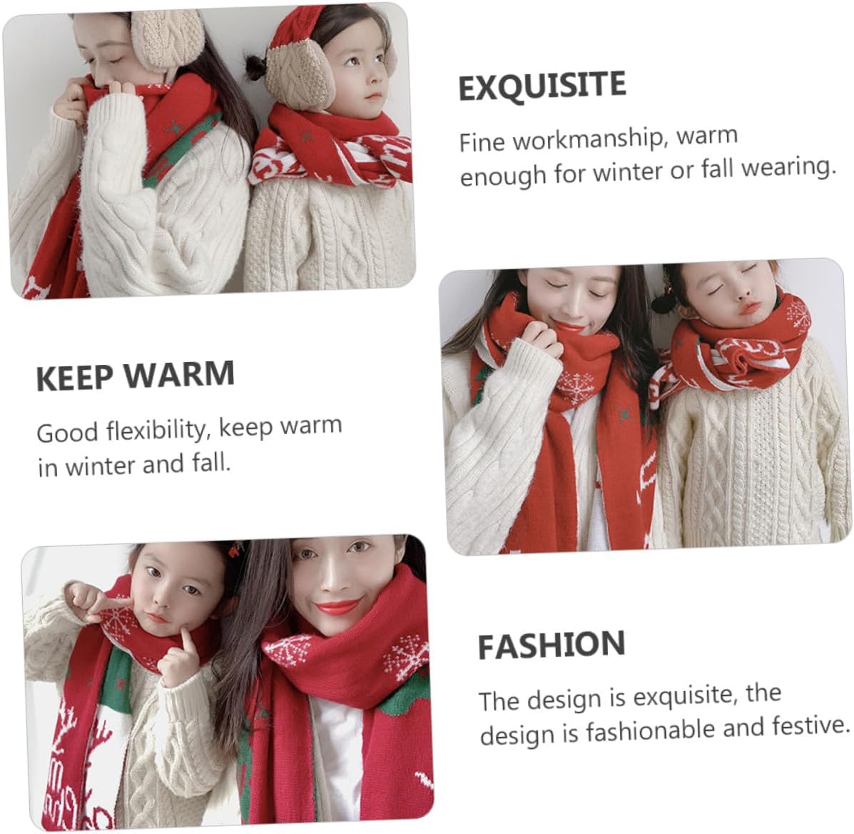 Christmas Elk Antler Knitted Scarf for Adults Thick Warm Autumn Winter Wrap Soft All-match Holiday Scarf for Fall Cold Weather Festive Cozy Neckwear for Men and Women