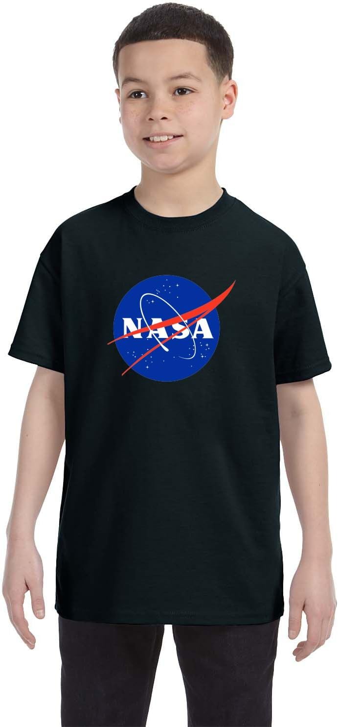 econoShirtsNASA Meatball Logo Youth Shirt Space Shuttle Rocket Science Geek Boys Kids GirlsTee (X-Large, Black)