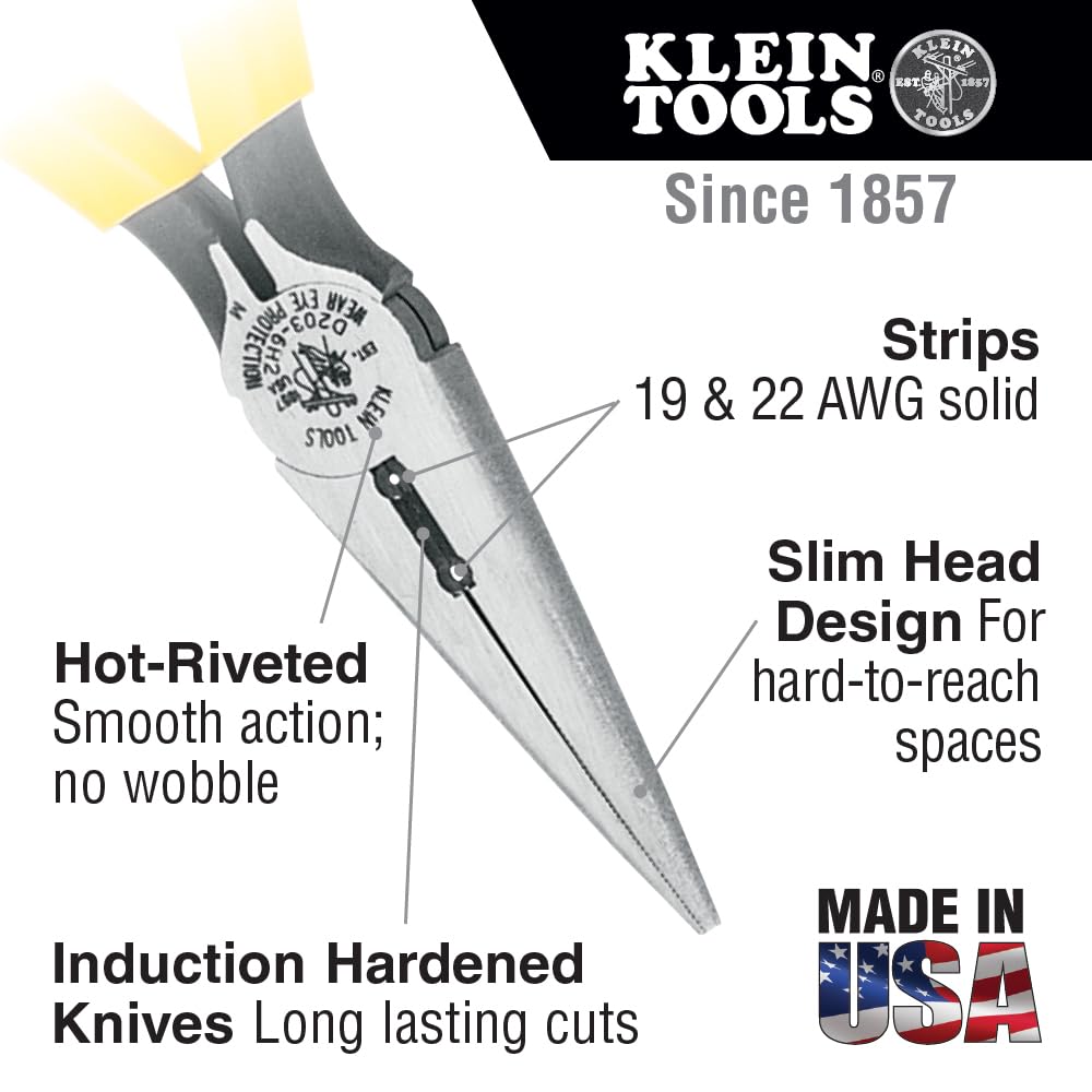 Klein Tools D203 – 6H2 lunga pinza taglio laterale, 15,2 cm