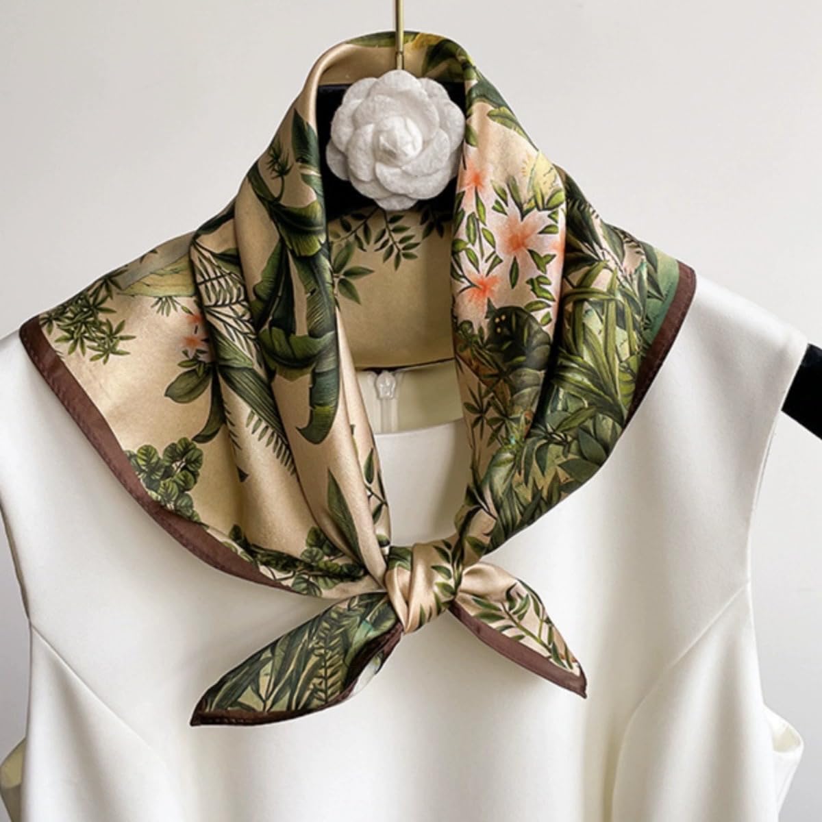 ANDANTINO 100% Pure Mulberry Silk Small Square Scarves -21'' x 21''- Digital Printed Neckerchief –Women Men Lightweight Scarf - Image 5