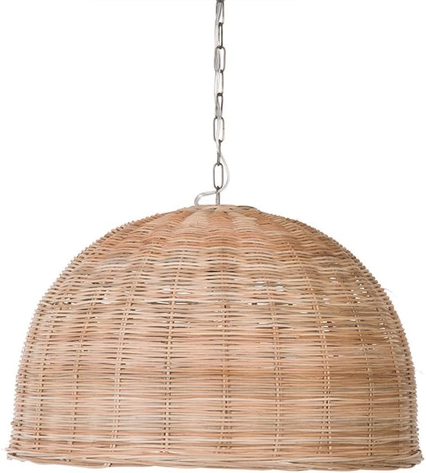 KOUBOO Dome Hanging Ceiling Lamp – Boho Rattan Pendant Light for Kitchen Island, Dining Room & Living Room – Modern Ceiling Light Fixture, Decor, Brown