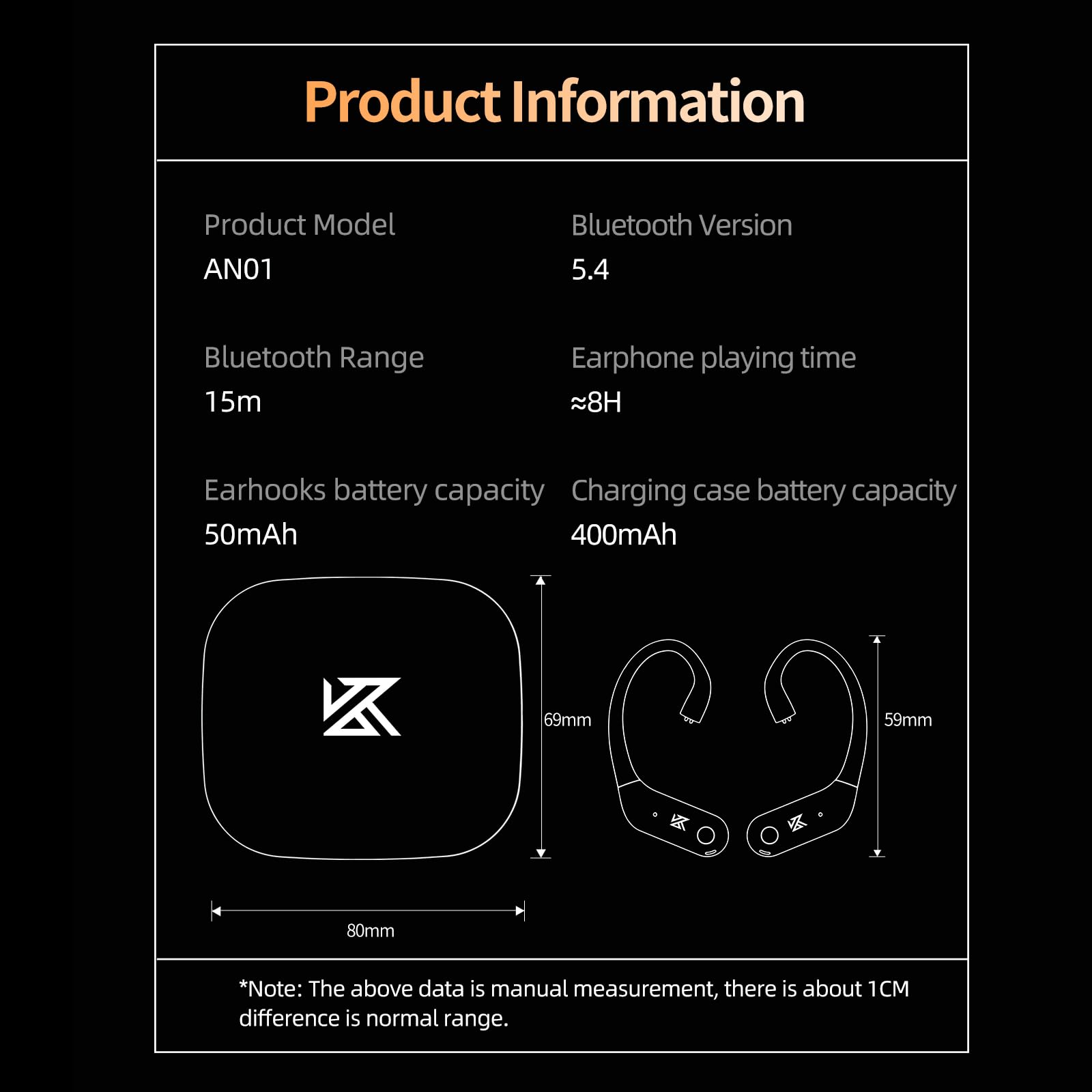 KZ AN01 5.4 Modulo Bluetooth, adattatore gancio auricolare, convertitore wireless, suono HiFi, cancellazione rumore, audio LDAC, modalità trasparenza, pin C