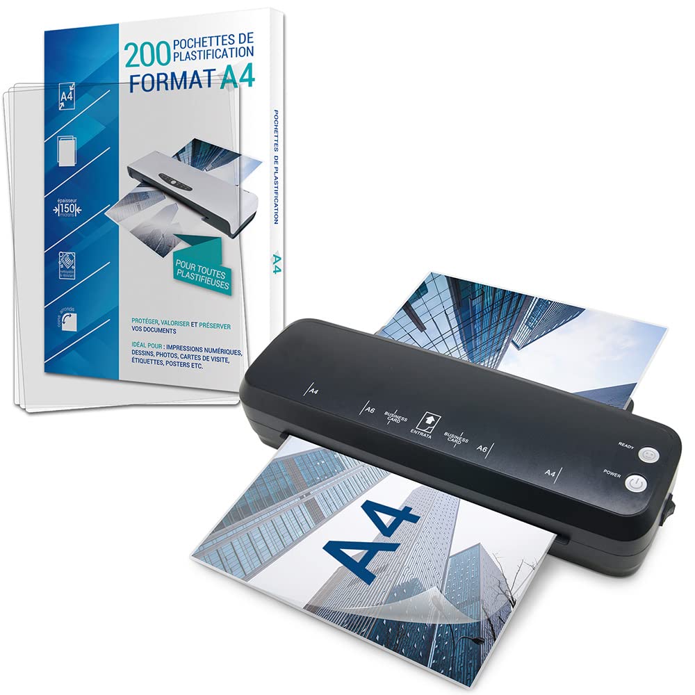 Plastificatrice A4 A5 A6 A7 compatta e veloce con 200 buste A4