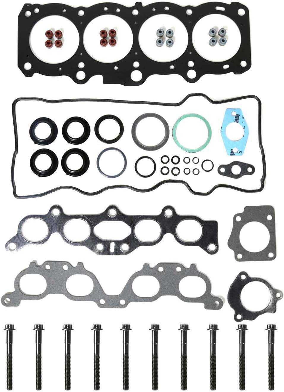 MOCA Head Gasket Set w/Head Bolts Kit Compatible with 1996-2000 for Toyota RAV4 2.0L DOHC L4 3SFE Engine