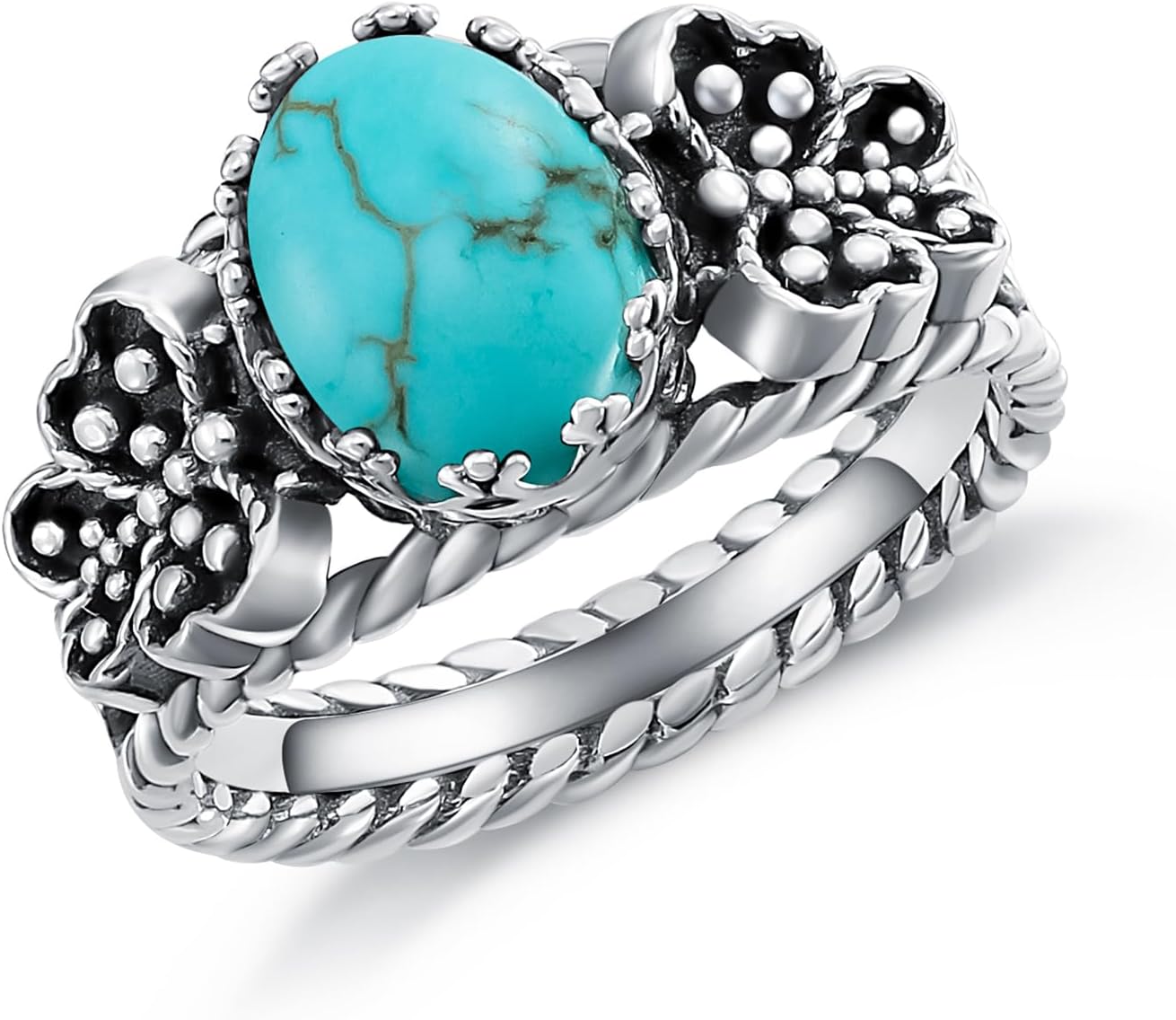 Genuine Turquoise Butterfly Rings, Sterling Silver Boho Nature Native American Western Jewelry Gemstone Ring Birthday Gift