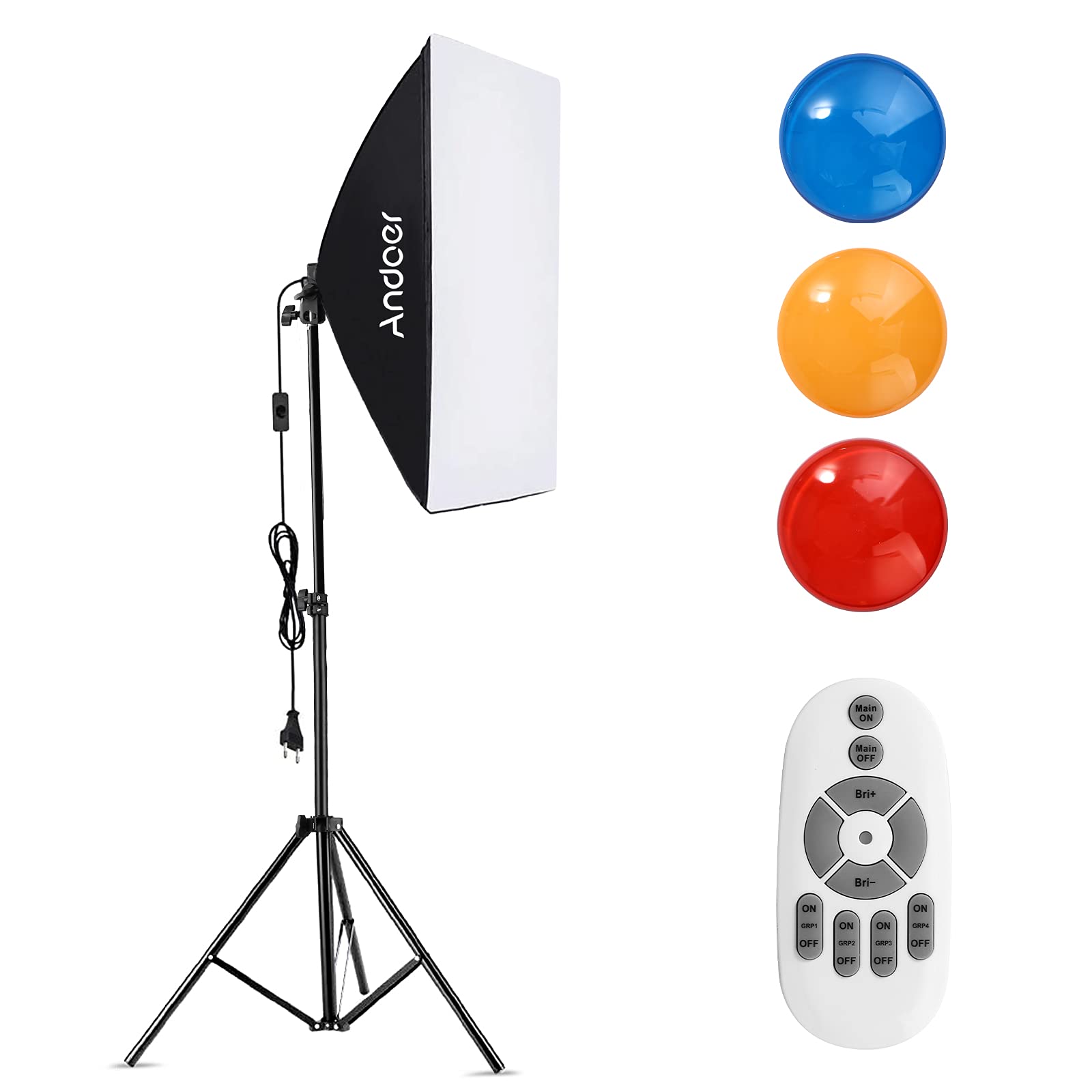 Decdeal Studio Photography Softbox RB LED Light Kit Including 20*28 Inch Softbox * 1/ 5500K 35W LED Light * 1/ Color Filters * 3(Red/Yellow/Blue)/ 2M Light Stand * 1/ Wireless Remote Control * 1 for