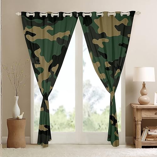 Miniatura 5 de Cortinas de camuflaje para niños, cortinas de camuflaje militar para ventana, para dormitorio, sala de estar, adolescentes, jóvenes, hombres,