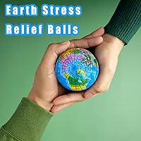 Vista 5 de Pelotas para apretar, bolas de alivio del estrés de la tierra de 2.5 pulgadas, juguete de espuma suave para ejercicio de dedos, recuerdos de fiesta