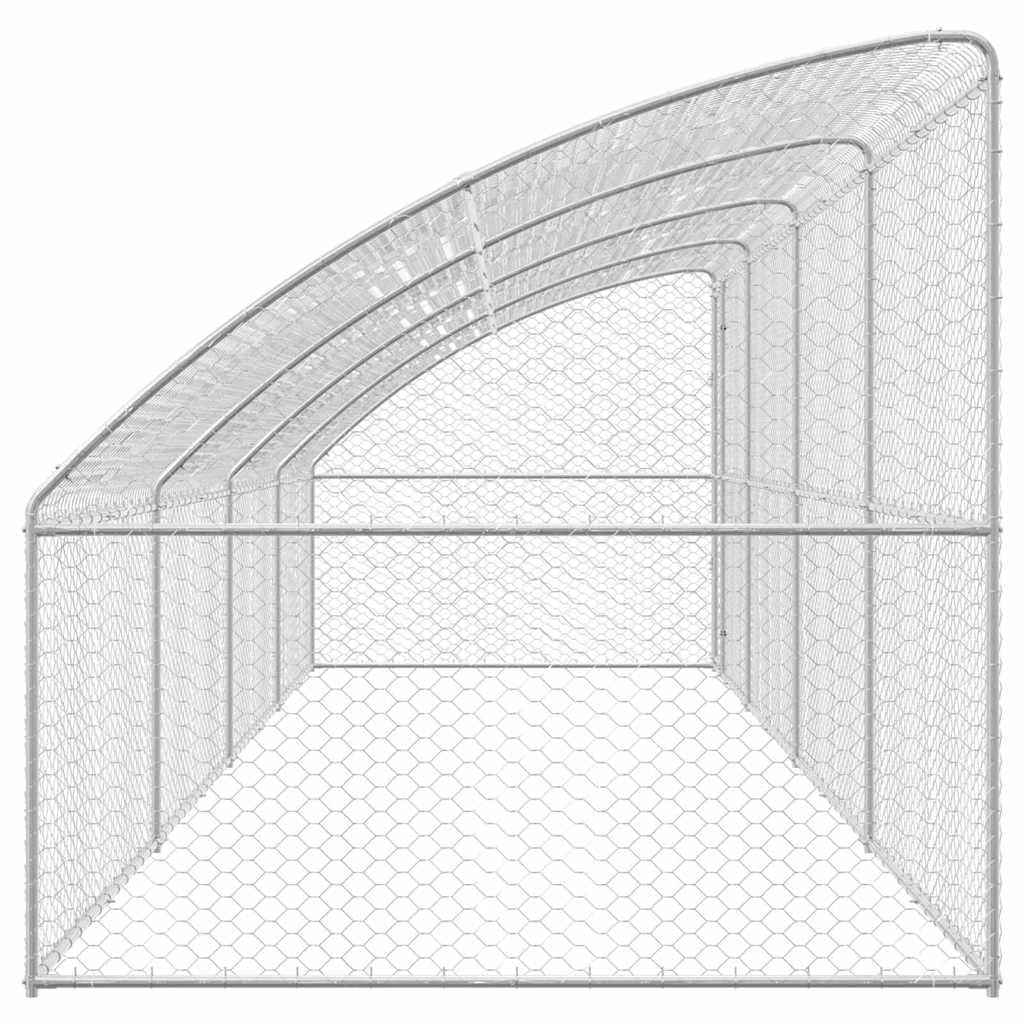 Juego de 4 jaulas plateadas de 8 x 2 x 2 m de acero galvanizado, para exteriores, caño para perros, recinto al aire libre con puerta, techo y sistema de cierre seguro