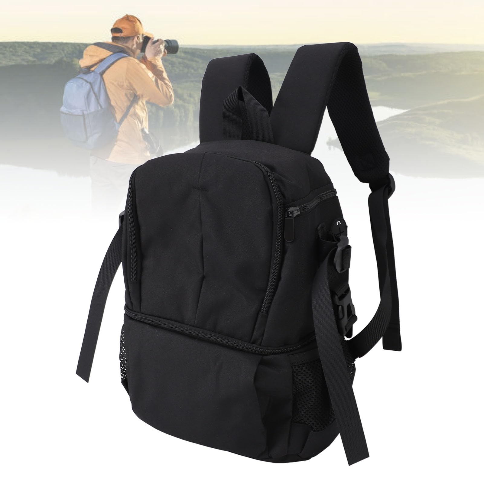 Zaino per fotocamera da viaggio Borsa a doppia spalla EVA per fotocamere reflex mirrorless fotografia (negro)