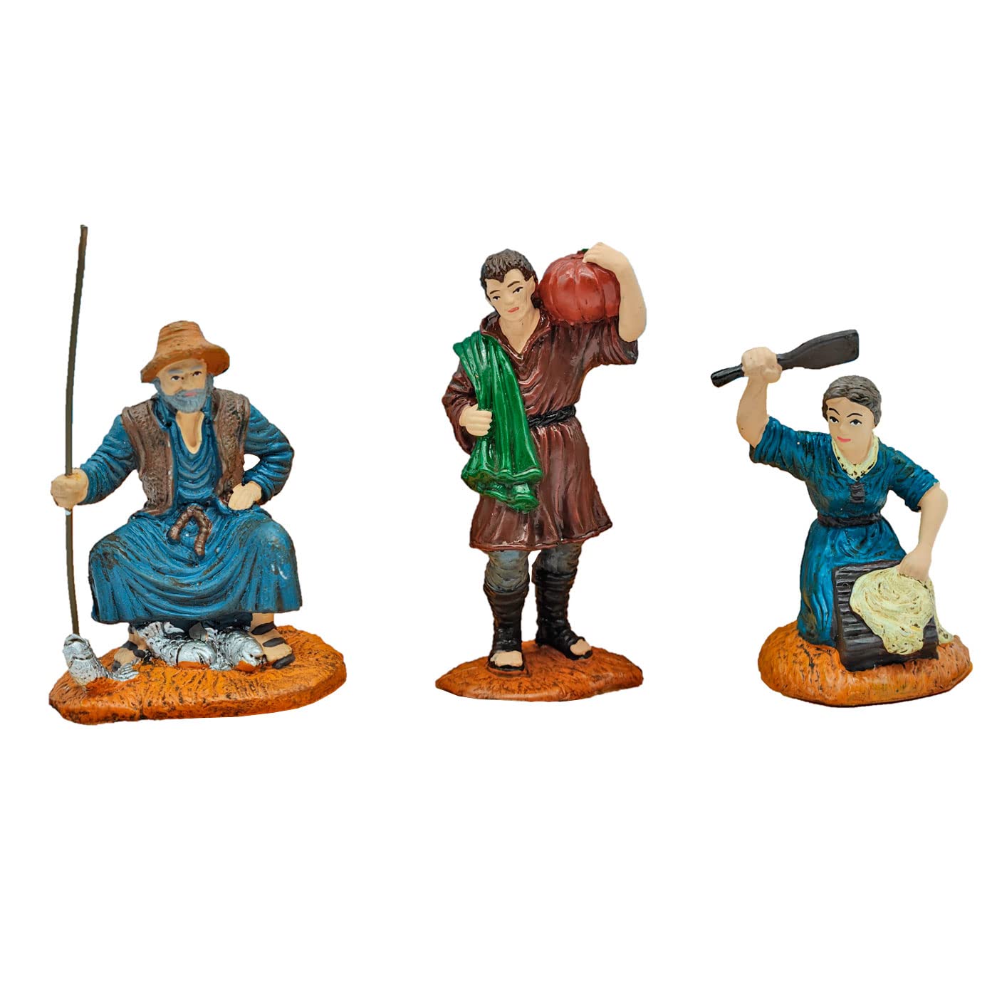 Acan Set de 3 Figuras de Campesinos para belén navideño, durexina, Figuras Decorativas Nacimiento, Pesebre, decoración Navidad, 10 cm