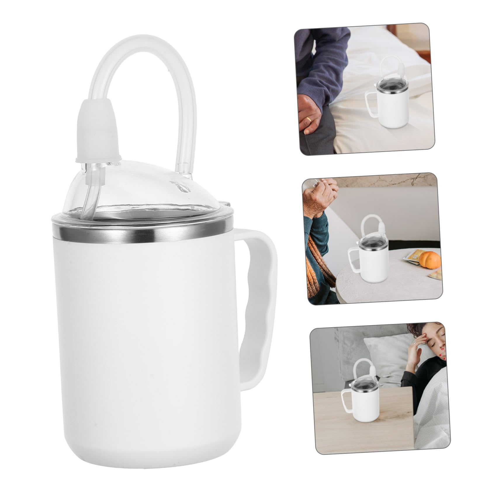 Veemoon Bicchiere Antifuoriuscita 500 Ml con Maniglie per Anziani e Adulti Disabili