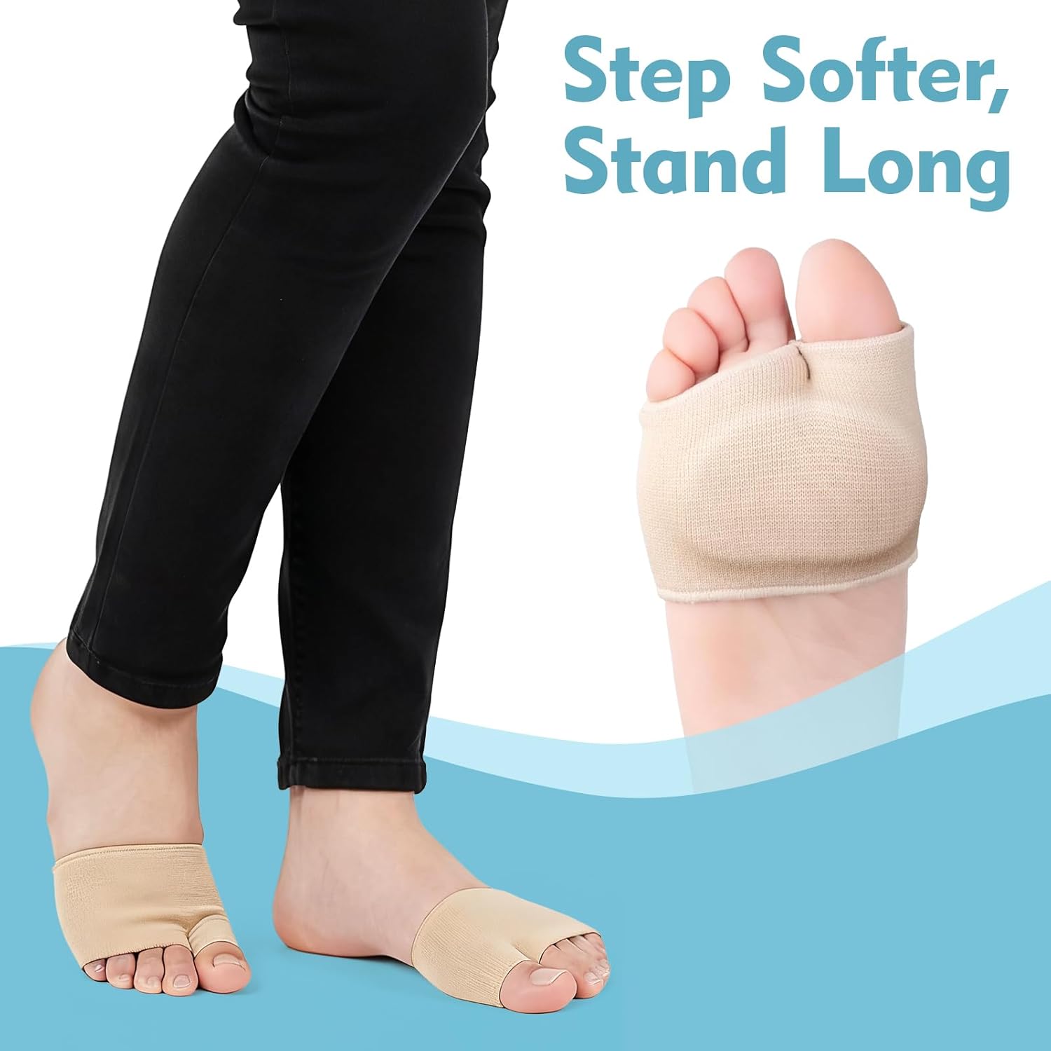 Metatarsal Pads with Gel Pad Provide targeted Ball-of-Foot Cushioning and Pain Relief for Metatarsalgia, Morton's Neuroma, and Sesamoiditis. 3 Pairs Fabric Sleeves with Gel Inserts - Image 5