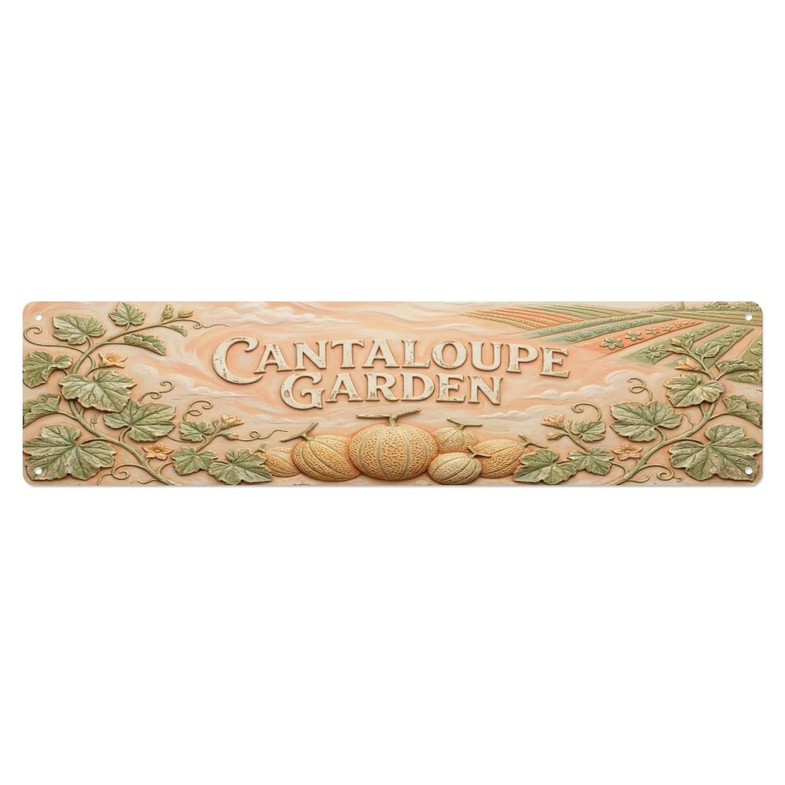 Fqcyn Style Metal Tin Sign Vintage Cottagecore Garden Cantaloupe Garden