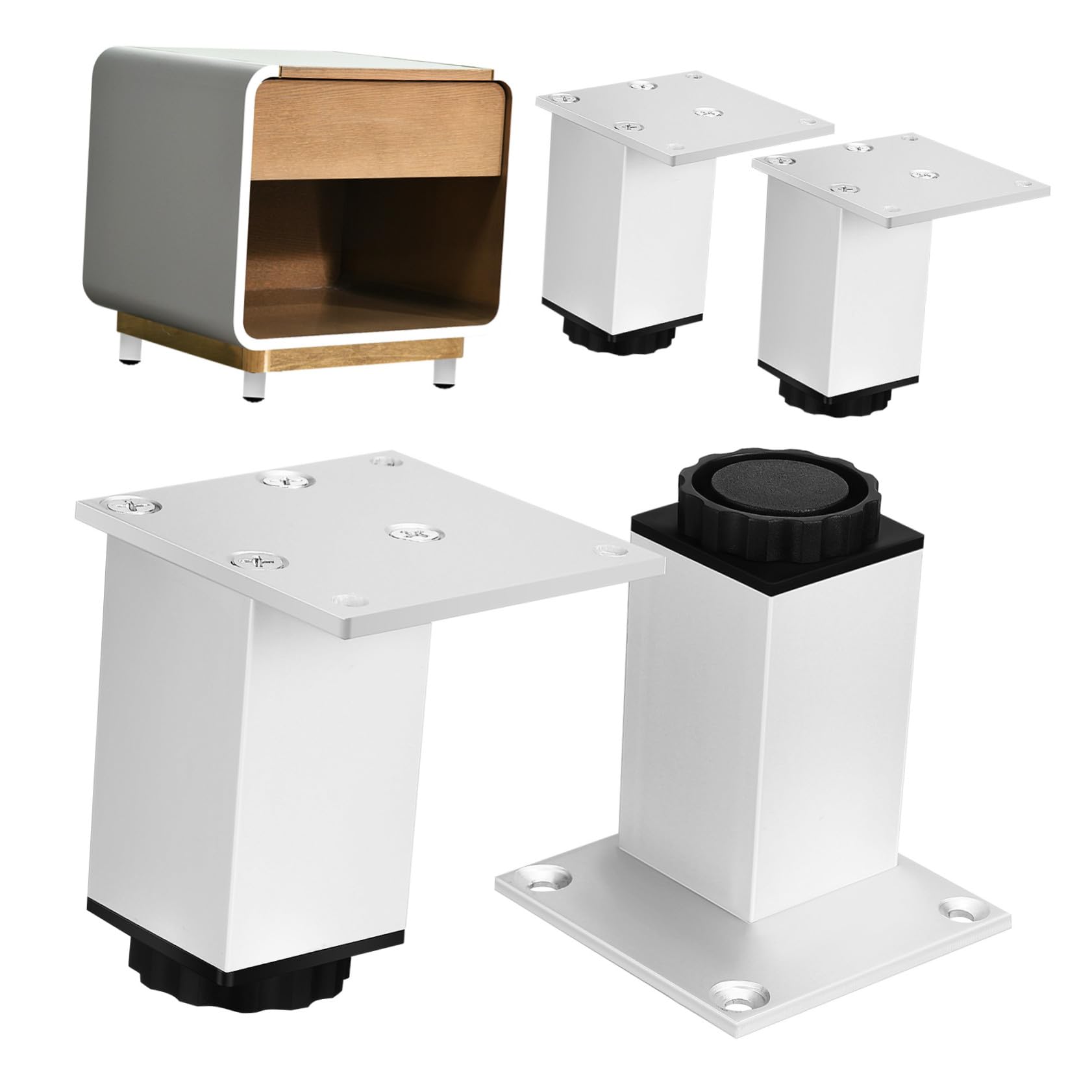 Pieds de meuble aluminium carrés haut de gamme réglables pour armoire de salon
