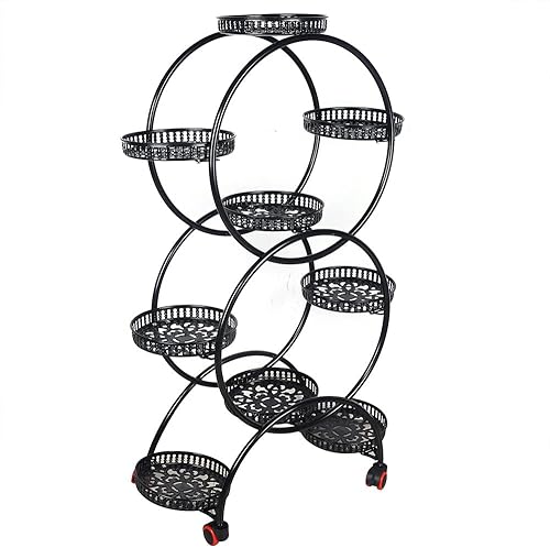 Miniatura 4 de Soporte de metal para plantas de 6 niveles con ruedas, soporte para macetas para plantas de interior, soporte para plantas de interior, soporte de