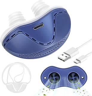 Anti Snore Device,Electric Stop Snoring Solution,Mini Portable Anti Snoring Devices Stopper,Adjustable Wind Speed Snoring Prevention Nasal Dilators for Men & Women Travel（Blue）
